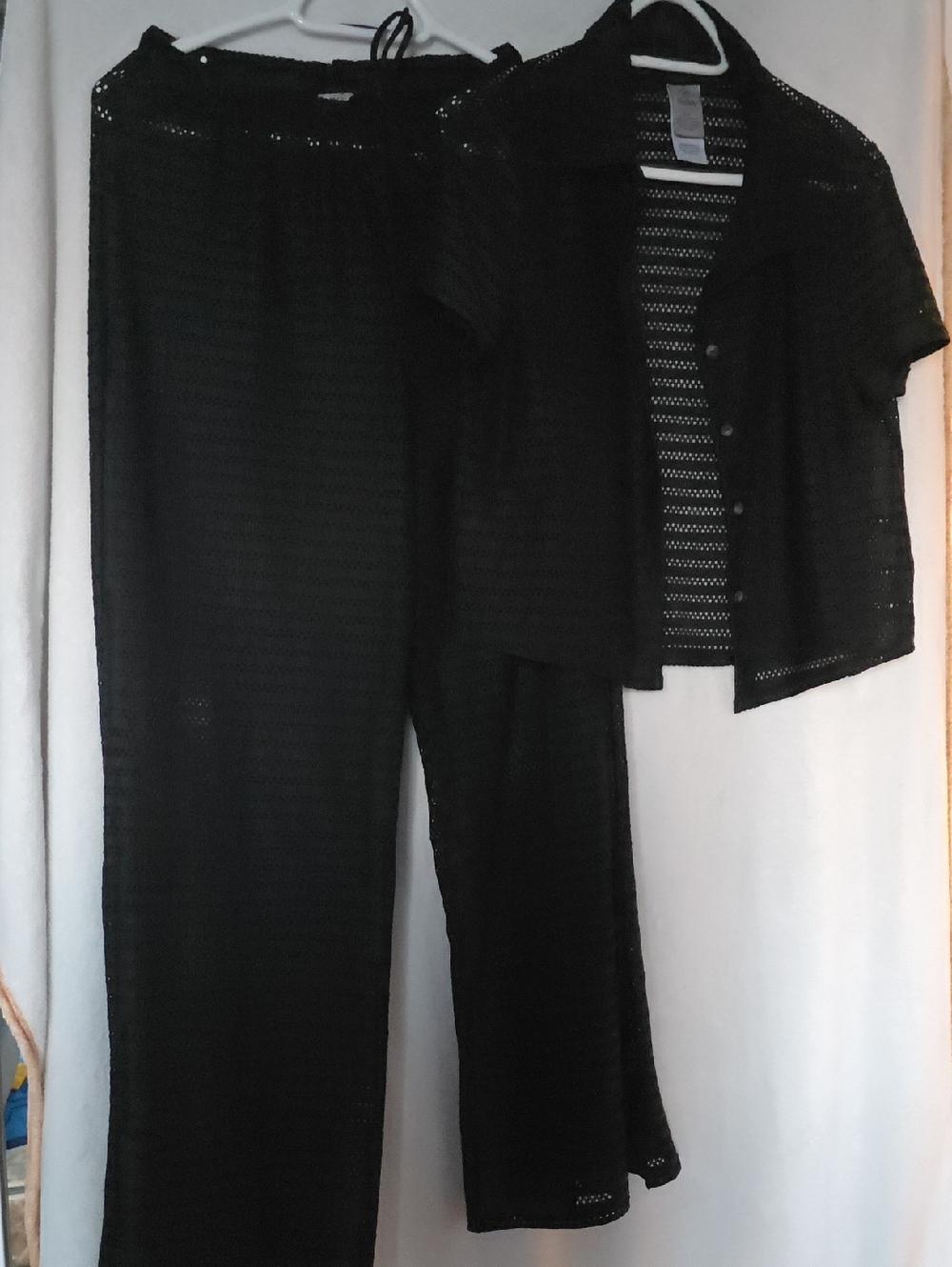 Black Crochet Two-Piece Swim Coverup Set